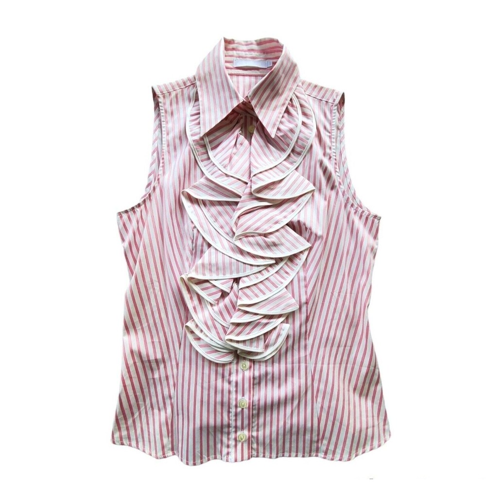 NWT! ANNE FONTAINE Corset Top Blouse Ruffles Pink sz 42 US 10